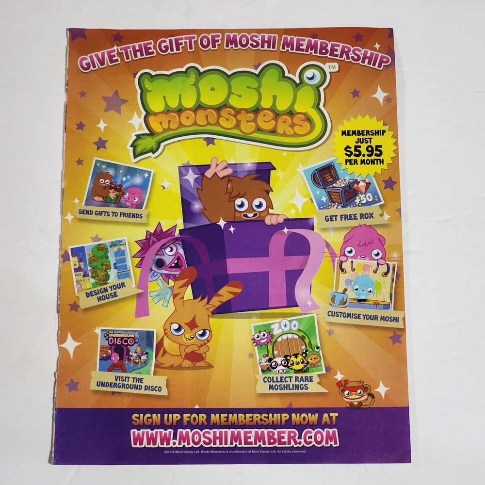 Print Ad Moshi Monsters Colorful Mind Candy Clipping 2010 Gaming Art
